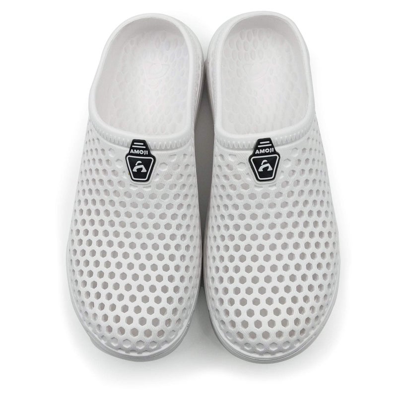 Amoji Garden Clogs Shower Sandals Yard Gardening Beach Water Plastic Rubber House Indoor YY161 White 6 Women/5 Men - Image 5